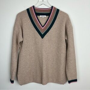 MADEWELL Tipped Forrest V-Neck Sweater Small